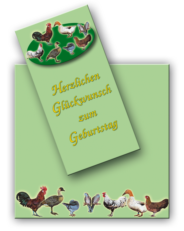Geburtstagskarte "Geflügelzucht" grün
