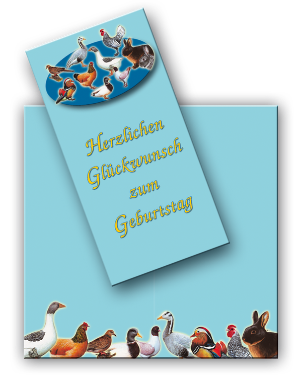 Geburtstagskarte "Kleintierzucht" blau