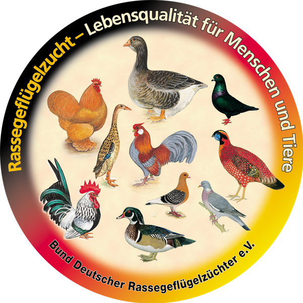 Aufkleber "Rassegeflügelzucht –Lebensqualität für Menschen und Tiere" (10cm ø)